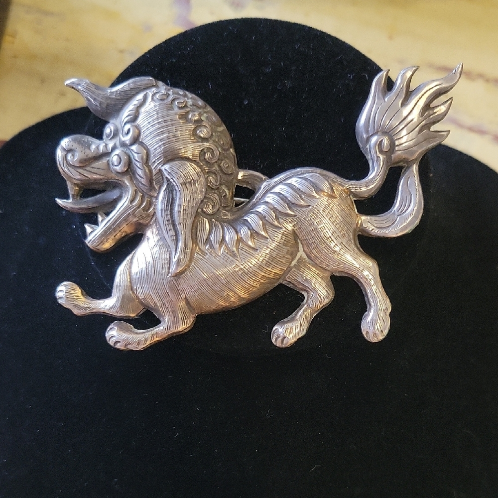 Vintage Silver Mythical Dragon Brooch